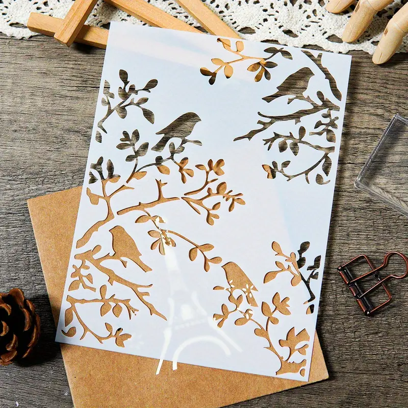 Art Craft Journal - 1pcs DIY Bird Branch Stencil for