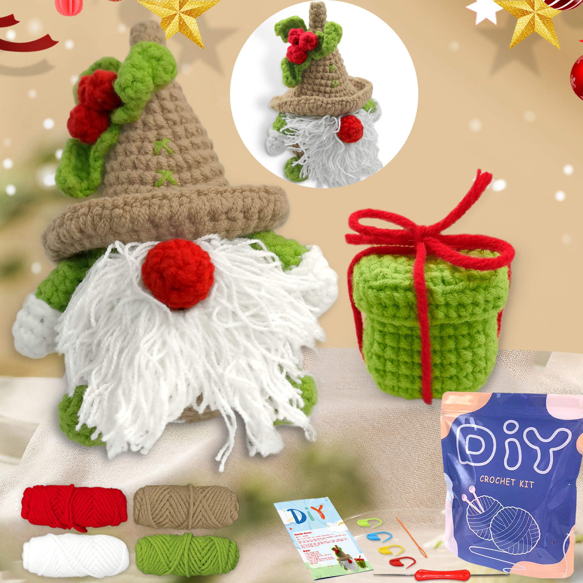 Art Craft Project - YAMAXIN 2PC Christmas Themed Crochet Kit