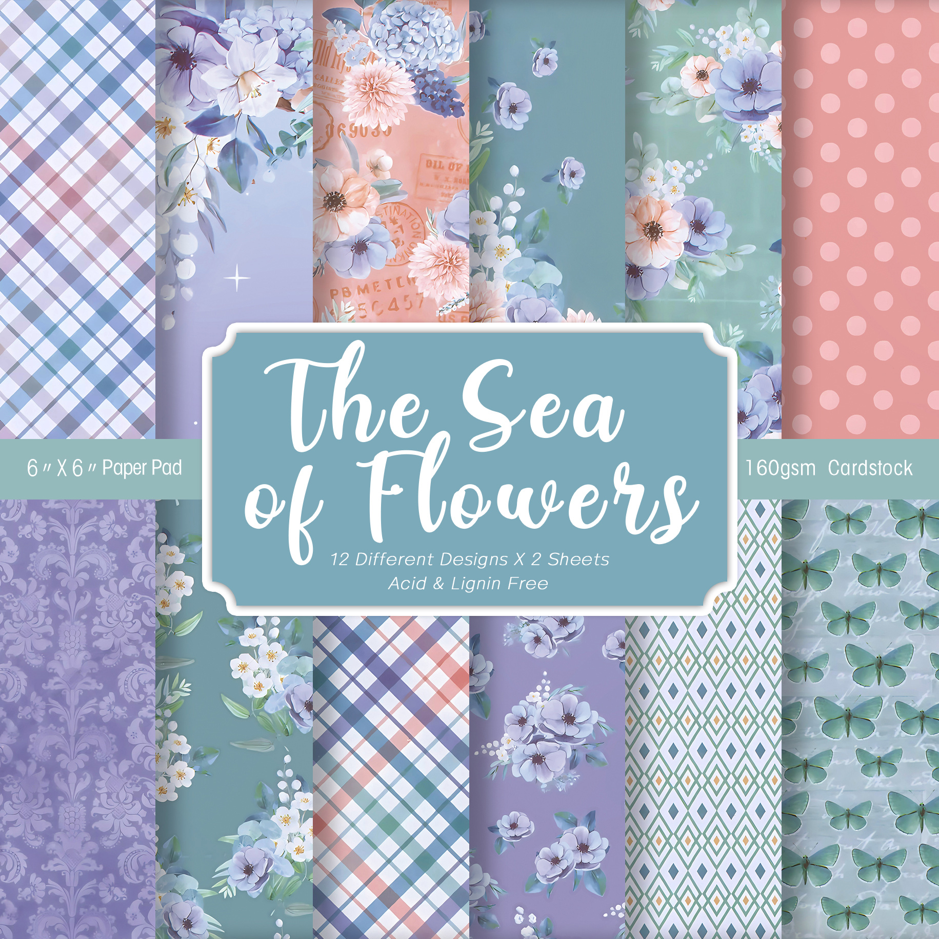 Art Craft Journal - 24 Sheets Colored Floral Pattern Scrapbook