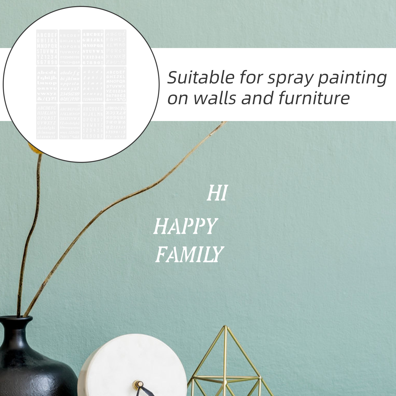 Art Craft Furniture - 12 Sheets Letter Stencils Multipurpose Pet