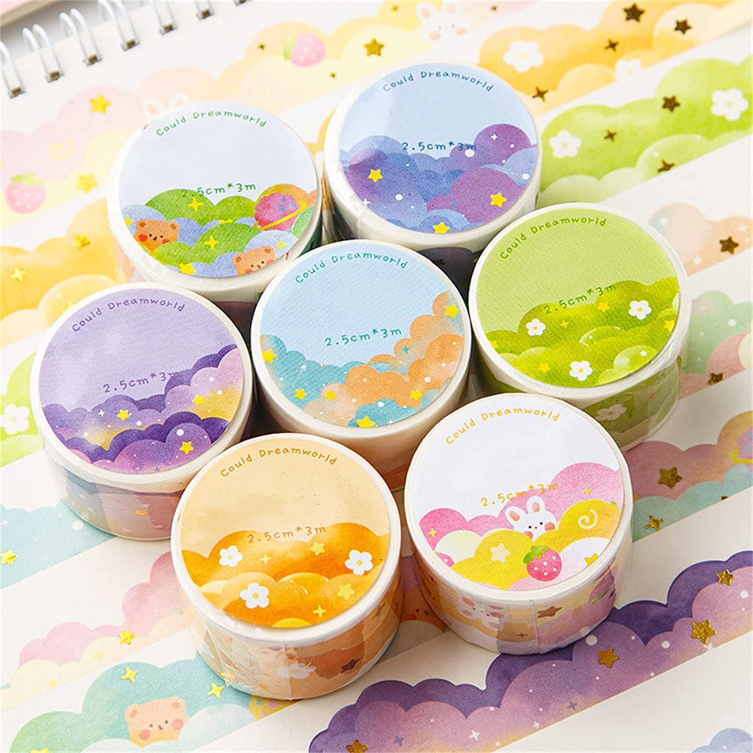 8 Rolls Color Cloud Washi Tape - Art Craft Journal recensie en prijs