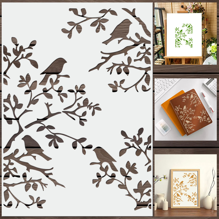 1pcs DIY Bird Branch Stencil f - Art Craft Journal recensie en prijs