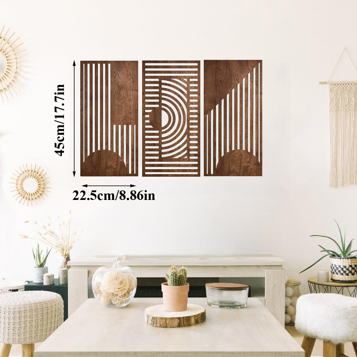 3 Pcs Geometric Wood Wall Art  - Art Craft Furniture recensie en prijs