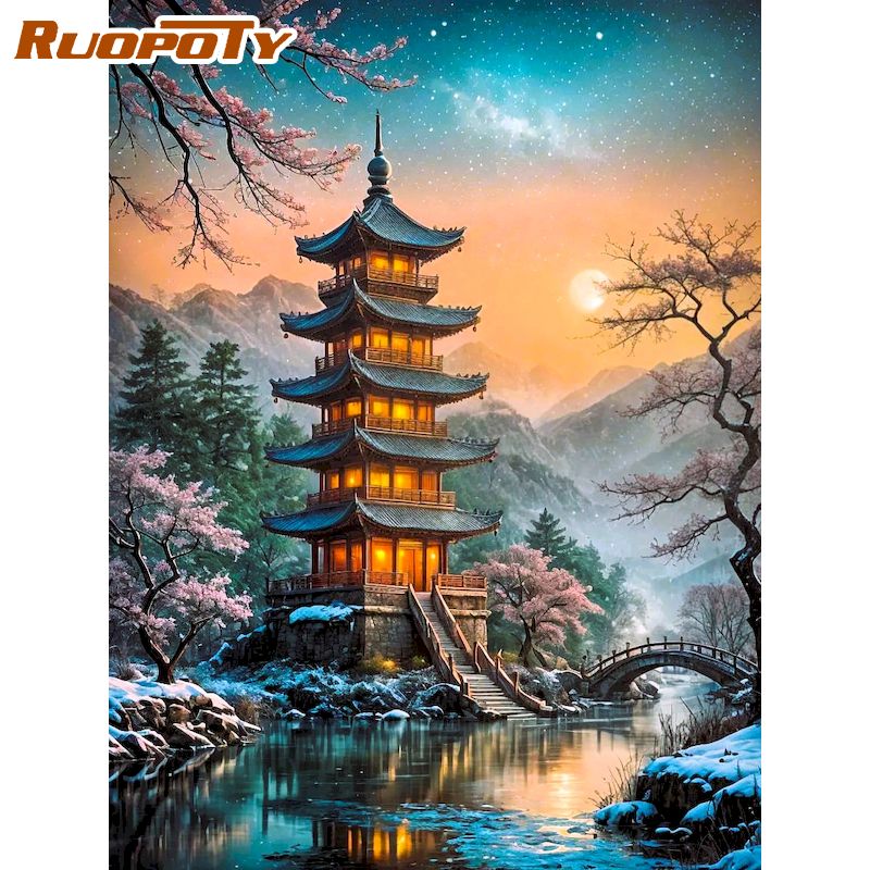 RUOPOTY Pagoda Diamond Paintin - Art Craft Room Ideas recensie en prijs
